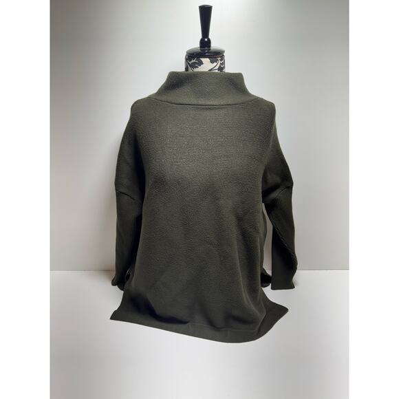 Lilusory Women’s Mock Neck Pullover Sweater Green Side Slits Classic Career - Picture 2 of 11